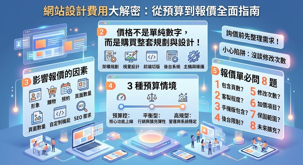 網站設計費用怎麼算?9大報價因素、預算方案與避雷重點一次看