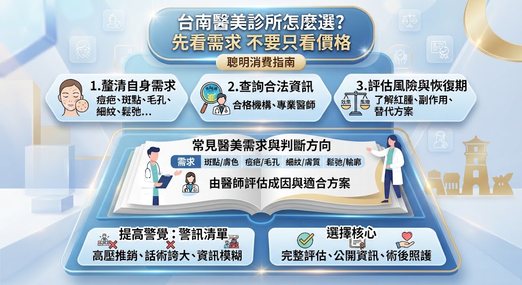 台南醫美診所怎麼選?療程需求、醫師資格、風險與諮詢重點一次看懂