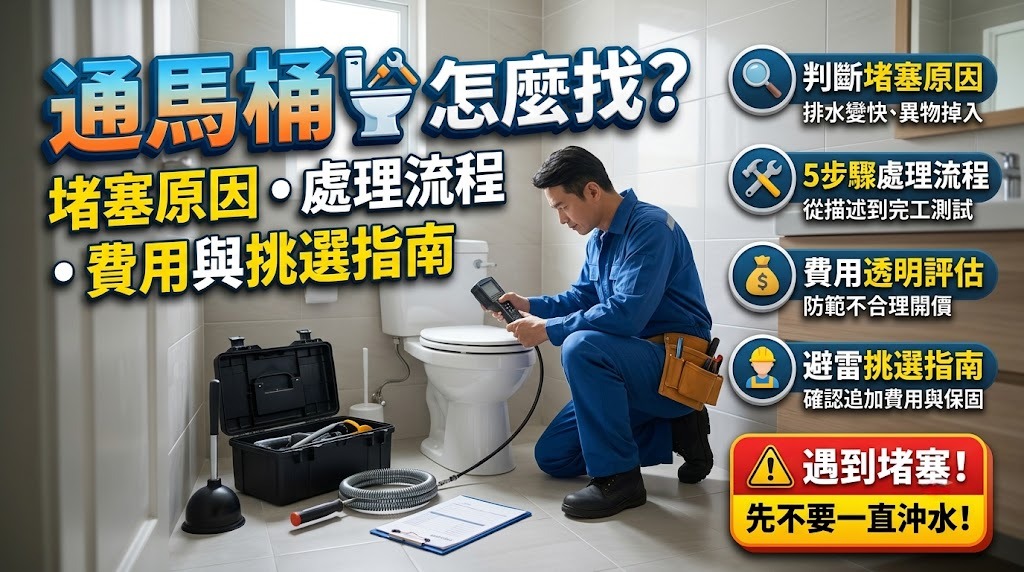 通馬桶怎麼找?堵塞原因、處理流程、費用因素與師傅挑選指南