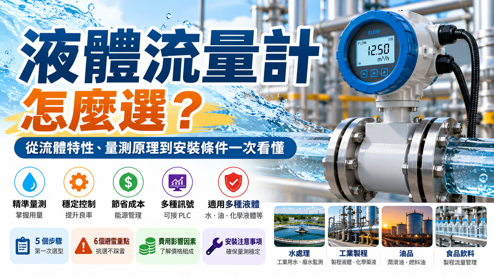 液體流量計怎麼選?從流體特性、量測原理到安裝條件一次看懂