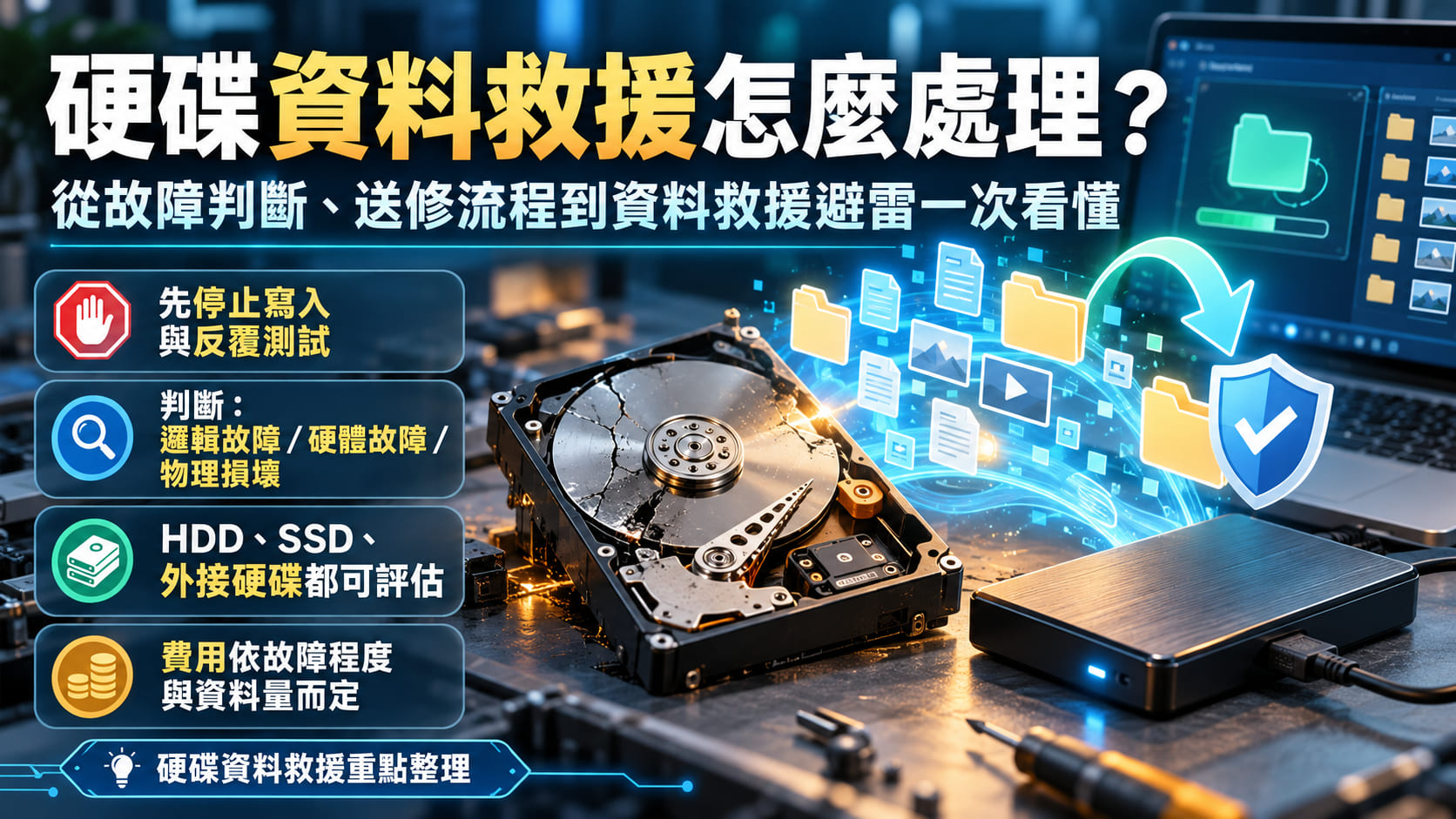 硬碟資料救援怎麼處理?從故障判斷、送修流程到資料救援避雷一次看懂