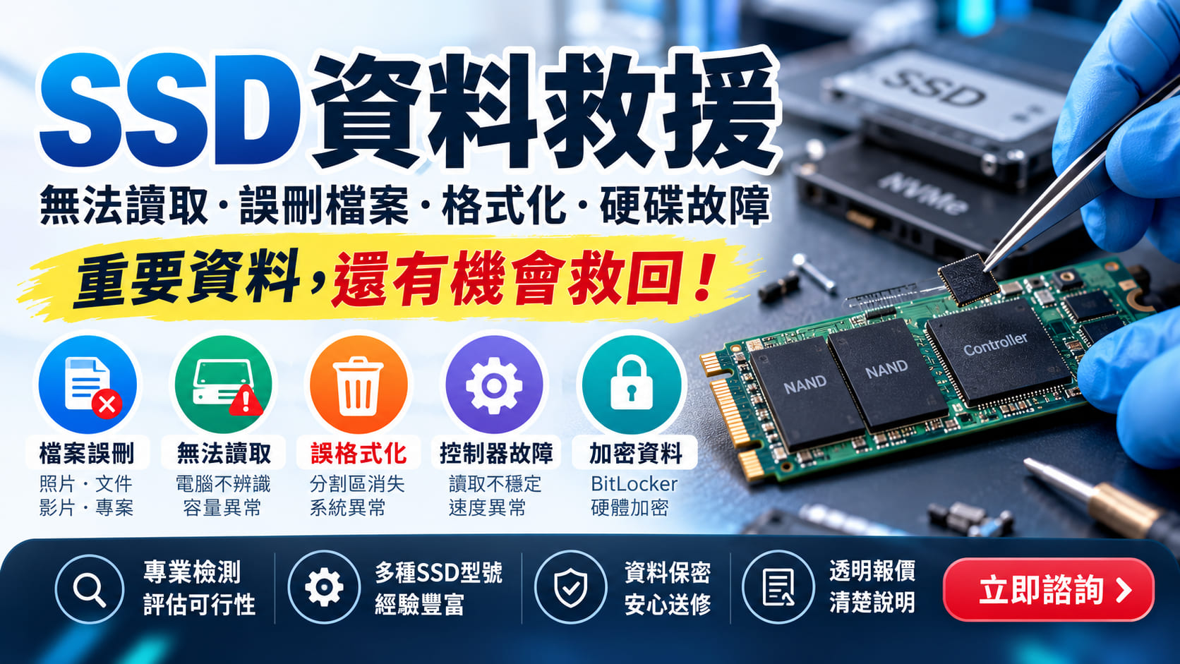 SSD資料救援怎麼做?無法讀取、誤刪檔案與硬碟故障處理方式一次看