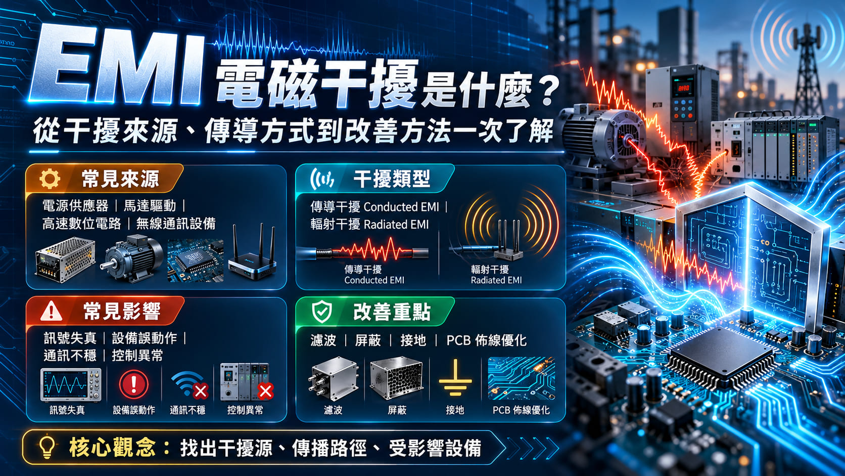 EMI 電磁干擾是什麼?從干擾來源、傳導方式到改善方法一次了解
