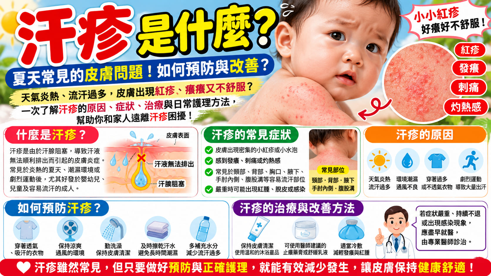 汗疹是什麼?症狀、原因、處理方式與預防方法完整指南