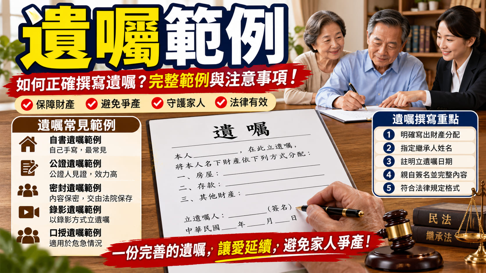 遺囑範例怎麼寫?自書遺囑格式、5步驟撰寫流程與法律效力完整指南